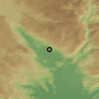 Shaded relief of the 52 km around Bobulja, drawn from the GMTED2010 grid