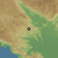 Shaded relief of the 52 km around Progonovići, drawn from the GMTED2010 grid