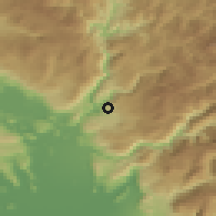 Shaded relief of the 52 km around Raći, drawn from the GMTED2010 grid