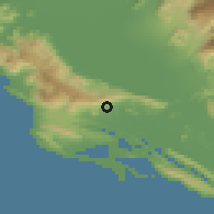 Shaded relief of the 53 km around Rastiš, drawn from the GMTED2010 grid
