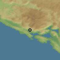 Shaded relief of the 52 km around Ratiševina, drawn from the GMTED2010 grid