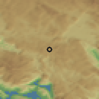 Shaded relief of the 52 km around Rokoči, drawn from the GMTED2010 grid