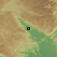 Shaded relief of the 52 km around Bogićevići, drawn from the GMTED2010 grid