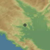 Shaded relief of the 52 km around Rvaši, drawn from the GMTED2010 grid