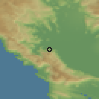 Shaded relief of the 53 km around Seoca, drawn from the GMTED2010 grid