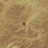 Shaded relief of the 52 km around Sjenožeta, drawn from the GMTED2010 grid