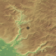 Shaded relief of the 52 km around Slacko, drawn from the GMTED2010 grid