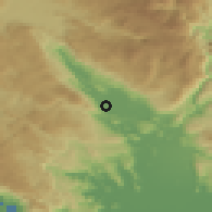 Shaded relief of the 52 km around Sladojevo Kopito, drawn from the GMTED2010 grid