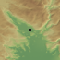 Shaded relief of the 52 km around Spuž, drawn from the GMTED2010 grid