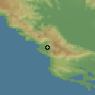 Shaded relief of the 53 km around Stari Bar, drawn from the GMTED2010 grid
