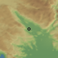 Shaded relief of the 52 km around Strahinići, drawn from the GMTED2010 grid