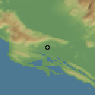 Shaded relief of the 53 km around Sukobin, drawn from the GMTED2010 grid