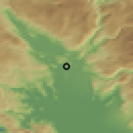 Shaded relief of the 52 km around Šume, drawn from the GMTED2010 grid