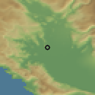 Shaded relief of the 52 km around Tara, drawn from the GMTED2010 grid