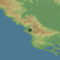 Shaded relief of the 53 km around Tomba, drawn from the GMTED2010 grid