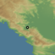 Shaded relief of the 53 km around Boljevići, drawn from the GMTED2010 grid
