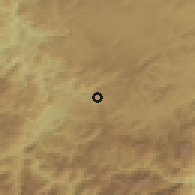 Shaded relief of the 52 km around Trpezi, drawn from the GMTED2010 grid