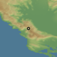 Shaded relief of the 53 km around Tuđemili, drawn from the GMTED2010 grid