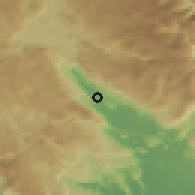 Shaded relief of the 52 km around Tvorilo, drawn from the GMTED2010 grid