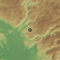 Shaded relief of the 52 km around Ubli, drawn from the GMTED2010 grid