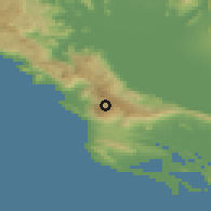 Shaded relief of the 53 km around Veliki Mikulići, drawn from the GMTED2010 grid