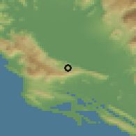 Shaded relief of the 53 km around Veliki Ostros, drawn from the GMTED2010 grid