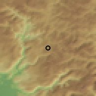Shaded relief of the 52 km around Veruša, drawn from the GMTED2010 grid
