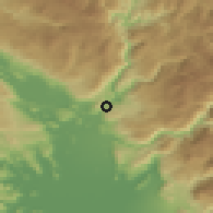 Shaded relief of the 52 km around Vidijenje, drawn from the GMTED2010 grid