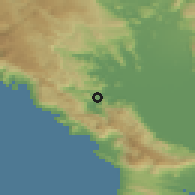Shaded relief of the 53 km around Virpazar, drawn from the GMTED2010 grid