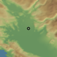 Shaded relief of the 52 km around Vladni, drawn from the GMTED2010 grid