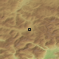 Shaded relief of the 52 km around Vojno Selo, drawn from the GMTED2010 grid