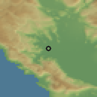 Shaded relief of the 53 km around Vranjina, drawn from the GMTED2010 grid