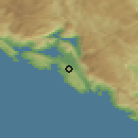 Shaded relief of the 52 km around Vranovići, drawn from the GMTED2010 grid