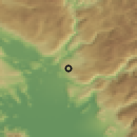 Shaded relief of the 52 km around Vrbica, drawn from the GMTED2010 grid