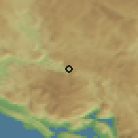 Shaded relief of the 52 km around Zaslap, drawn from the GMTED2010 grid