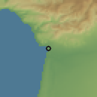 Shaded relief of the 56 km around Agadir, drawn from the GMTED2010 grid