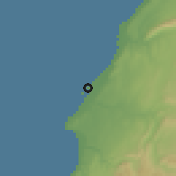 Shaded relief of the 56 km around Essaouira, drawn from the GMTED2010 grid