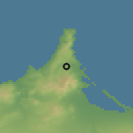 Shaded relief of the 55 km around Farkhana, drawn from the GMTED2010 grid