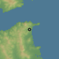 Shaded relief of the 55 km around Fnidq, drawn from the GMTED2010 grid