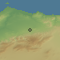 Shaded relief of the 55 km around Ain Erreggada, drawn from the GMTED2010 grid