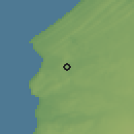 Shaded relief of the 56 km around Hrara, drawn from the GMTED2010 grid