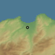Shaded relief of the 55 km around Imzouren, drawn from the GMTED2010 grid
