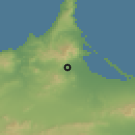 Shaded relief of the 55 km around Jaadar, drawn from the GMTED2010 grid