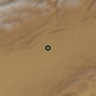 Shaded relief of the 56 km around Kalaat M'Gouna, drawn from the GMTED2010 grid