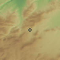 Shaded relief of the 55 km around Kassita, drawn from the GMTED2010 grid