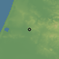 Shaded relief of the 55 km around Lalla Mimouna, drawn from the GMTED2010 grid
