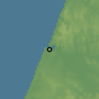 Shaded relief of the 55 km around Larache, drawn from the GMTED2010 grid