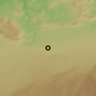 Shaded relief of the 55 km around Ain Taoujdate, drawn from the GMTED2010 grid
