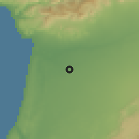 Shaded relief of the 56 km around Lqliâa, drawn from the GMTED2010 grid