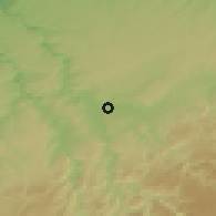 Shaded relief of the 55 km around Mâaziz, drawn from the GMTED2010 grid